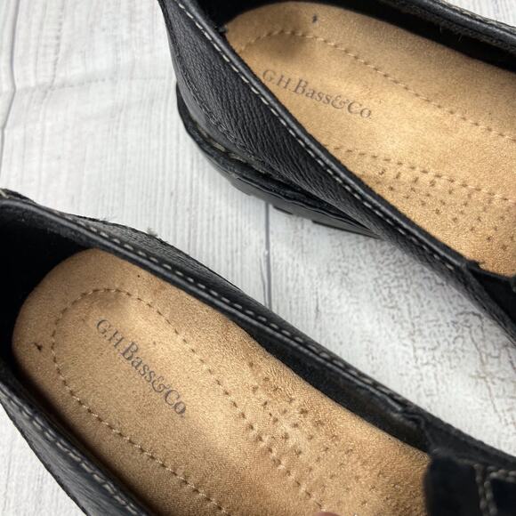 G.H. Bass & Co. Bradshaw Loafers Shoes Black Leather Slip-On Round Toe Sz 7 W - Picture 6 of 8